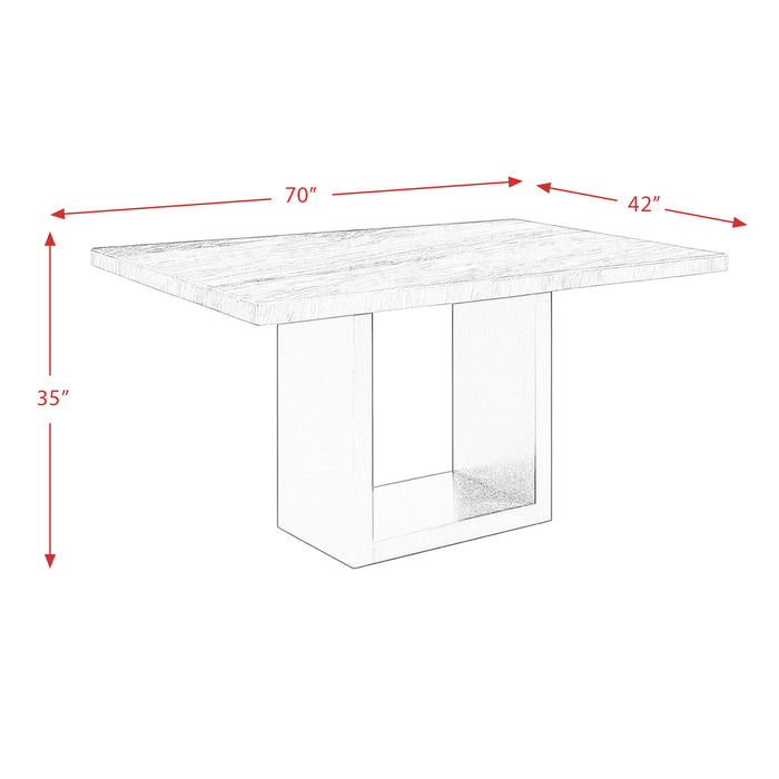 Valentino White 5PC Counter Height Dining Set-Table & Four Blue Chairs - Faith Furniture (Manhattan, KS)