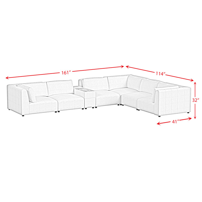 Zandara 7PC Modular Set in Olefin Beige with Pillows