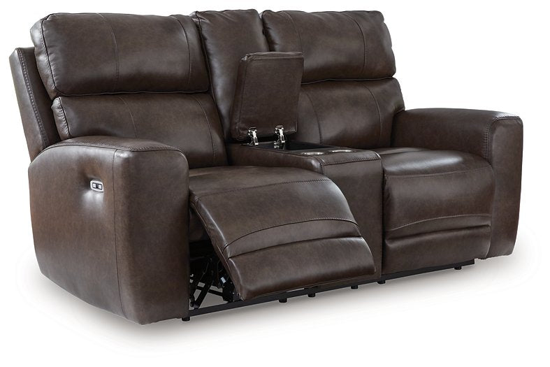 Crossplex Power Reclining Loveseat with Console - Faith Furniture (Manhattan, KS)