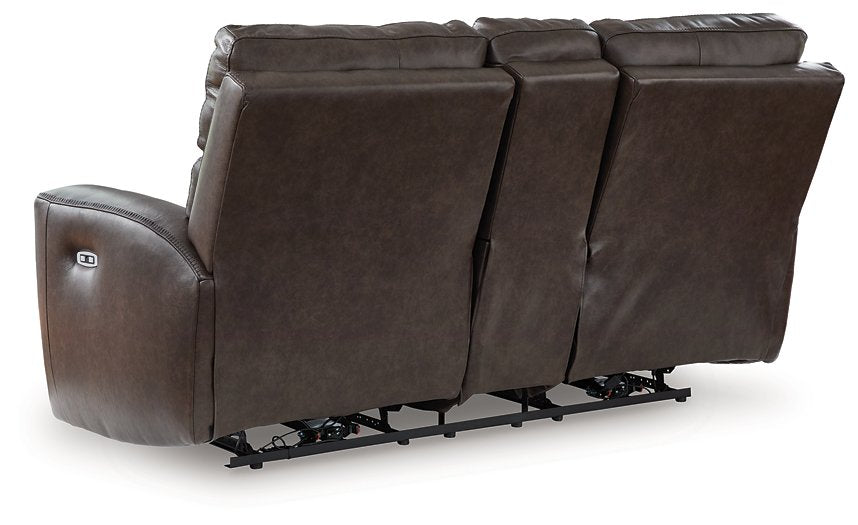 Crossplex Power Reclining Loveseat with Console - Faith Furniture (Manhattan, KS)