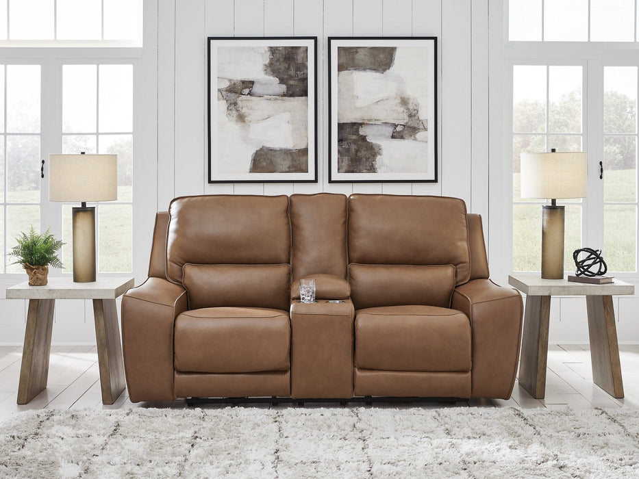 DeepWakes Power Reclining Loveseat with Console - Faith Furniture (Manhattan, KS)