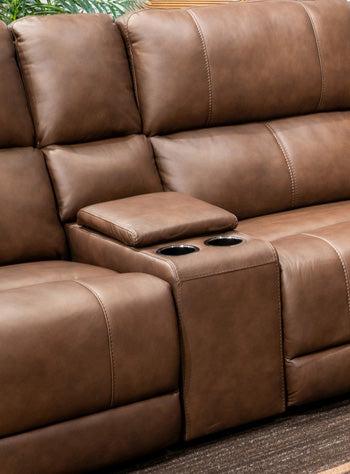 Bleckley Power Reclining Sectional Loveseat with Console - Faith Furniture (Manhattan, KS)