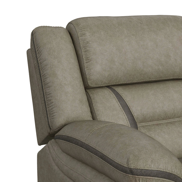 Engage Motion Sofa with DDT, Drawer and PWS in Corral Grey