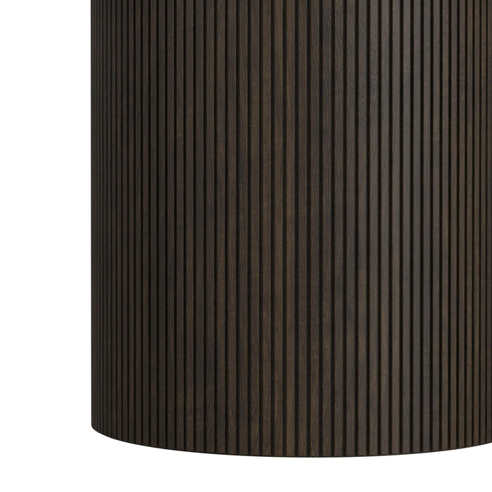 Sylvie Round Coffee Table with White Faux Marble Top and Base in Dark Brown