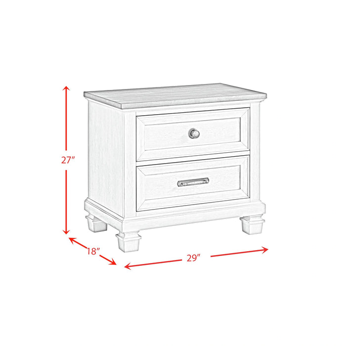 Farmington 2-Drawer Nightstand with USB in Medium Brown and Washed Stone