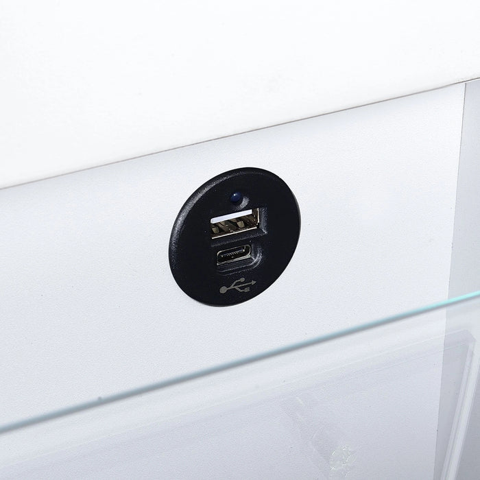 Irvine Mini Dressing Table with Stool, LED and USB in Glossy White