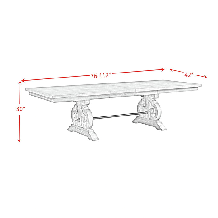 Stone Dining 6PC Set- Table, 4 Side Chairs, & Pew Bench