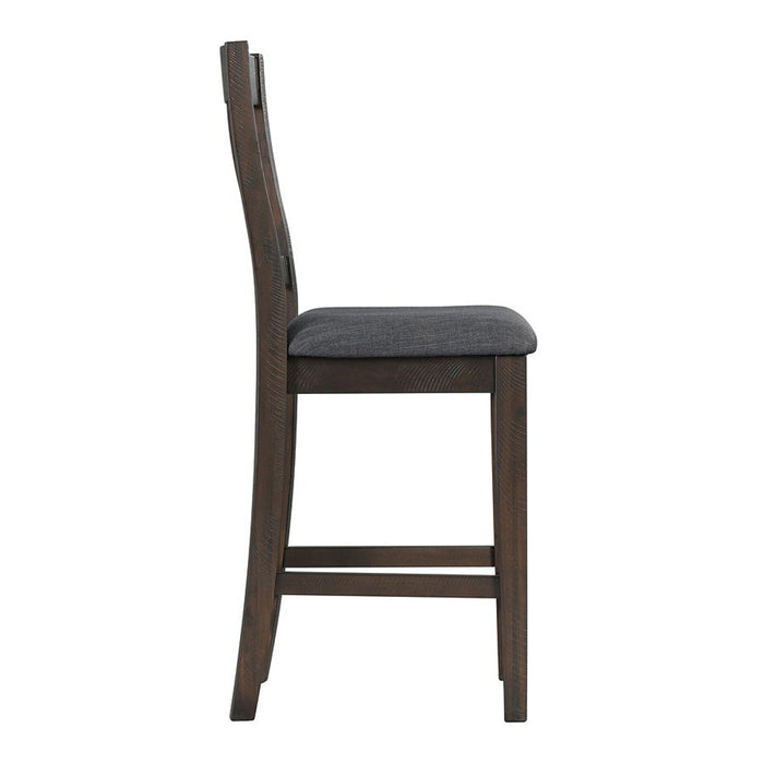 Elements International Cash Counter Height Chair (Set of 2) in Rustic Distressed Espresso - Faith Furniture (Manhattan, KS)
