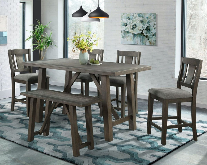 Elements International Cash Counter Height Chair (Set of 2) in Rustic Distressed Espresso - Faith Furniture (Manhattan, KS)