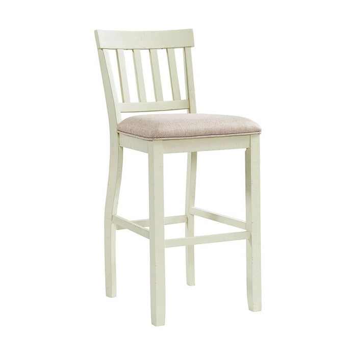 Elements International Stone 30 Inch Bar Slat Back Stool (Set of 2) in White - Faith Furniture (Manhattan, KS)