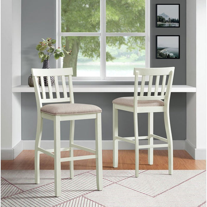 Elements International Stone 30 Inch Bar Slat Back Stool (Set of 2) in White - Faith Furniture (Manhattan, KS)