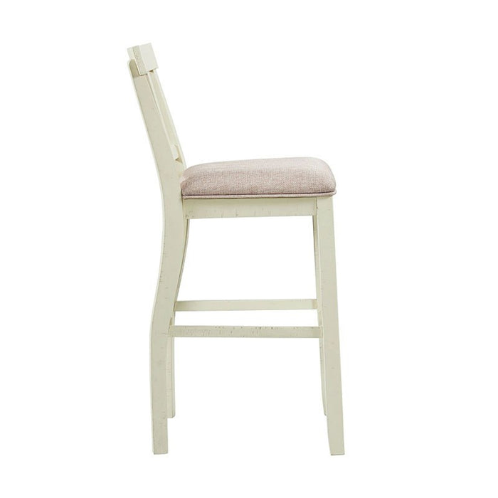 Elements International Stone 30 Inch Bar Slat Back Stool (Set of 2) in White - Faith Furniture (Manhattan, KS)
