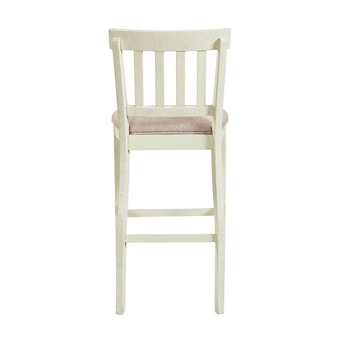 Elements International Stone 30 Inch Bar Slat Back Stool (Set of 2) in White - Faith Furniture (Manhattan, KS)