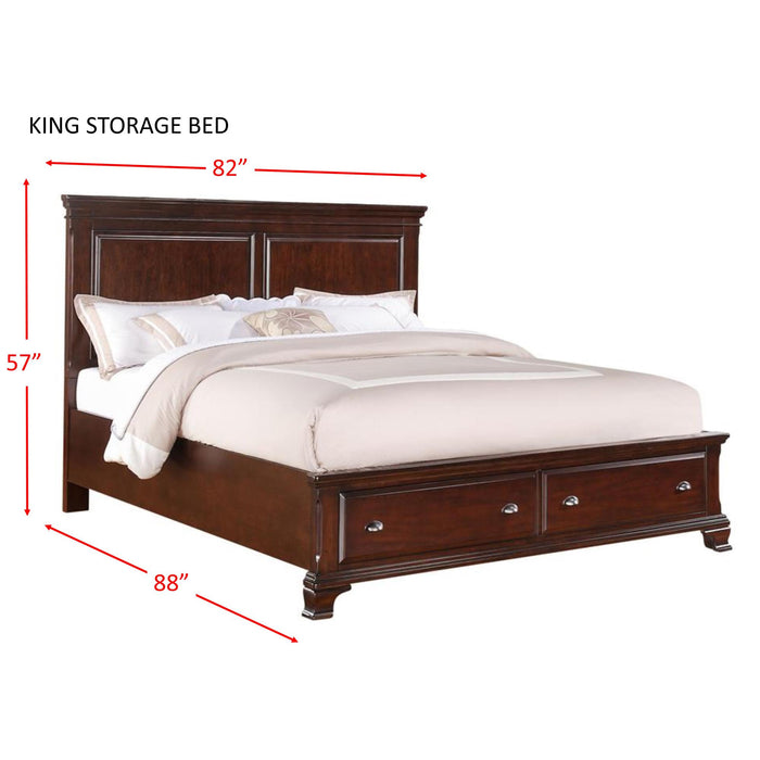 Canton Cherry King Storage Bed - Faith Furniture (Manhattan, KS)