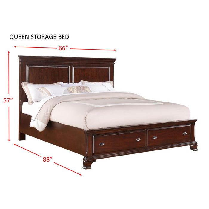Canton Cherry Queen Storage Bed - Faith Furniture (Manhattan, KS)