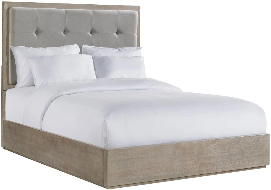 Elements International Arcadia King Upholstered Panel Bed in Grey - Faith Furniture (Manhattan, KS)