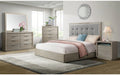 Elements International Arcadia King Upholstered Panel Bed in Grey - Faith Furniture (Manhattan, KS)