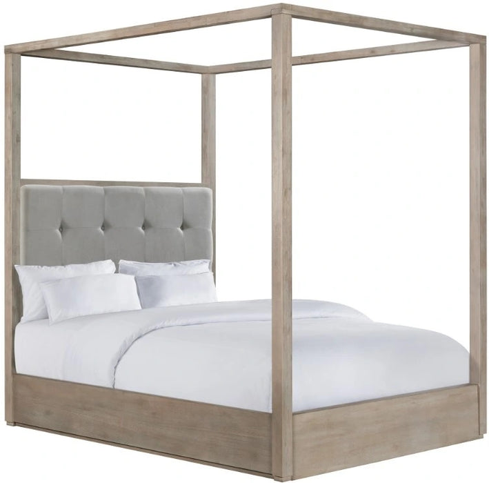 Elements International Arcadia Queen Upholstered Canopy Bed in Grey - Faith Furniture (Manhattan, KS)