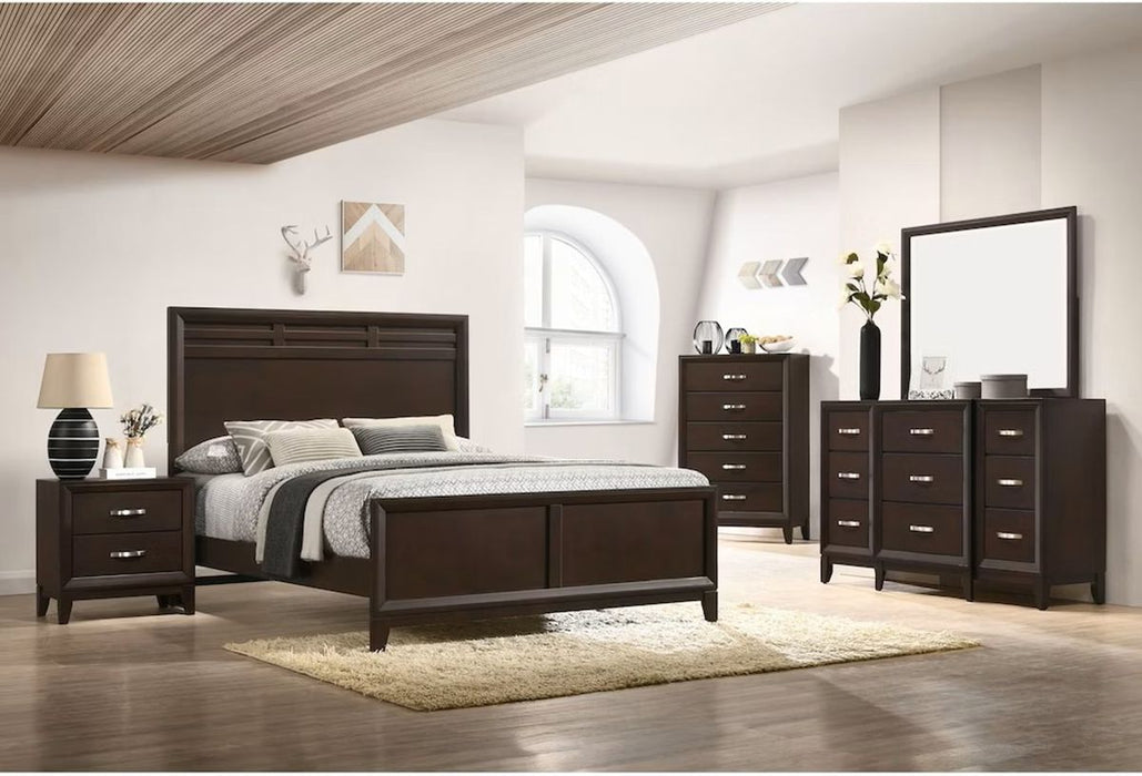 Elements International Beaumont King Panel Bed in Merlot - Faith Furniture (Manhattan, KS)