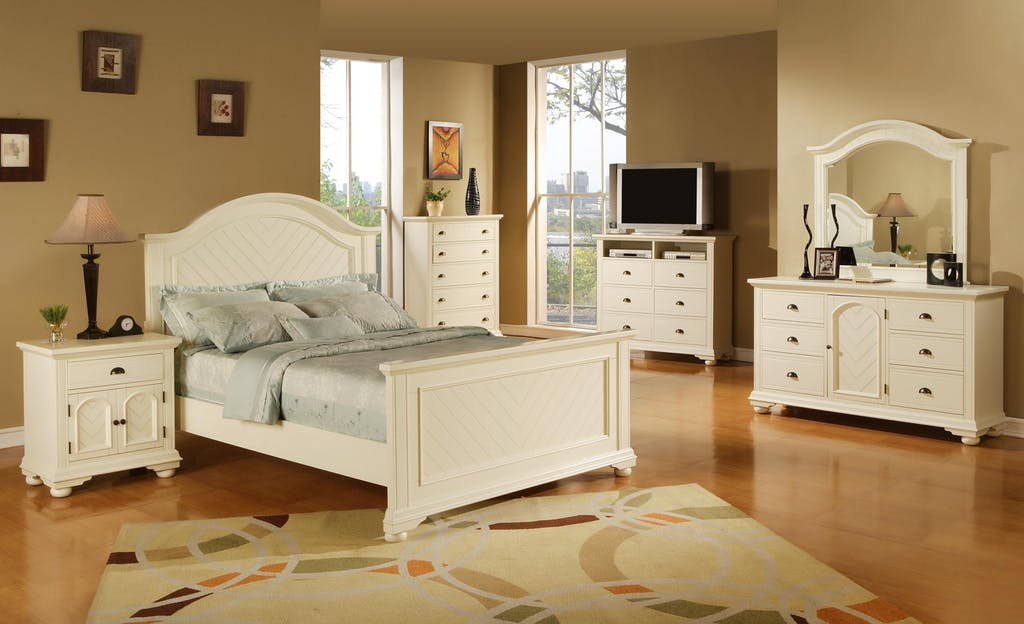 Elements International Brook White Full Panel Bed in Lacquer White - Faith Furniture (Manhattan, KS)