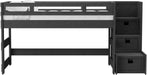 Elements International Cali Kids Full Junior Loft Bed with Staircase in Sleek Gray - Faith Furniture (Manhattan, KS)