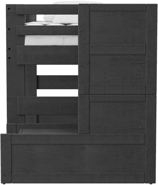 Elements International Cali Kids Full Junior Loft Bed with Staircase in Sleek Gray - Faith Furniture (Manhattan, KS)