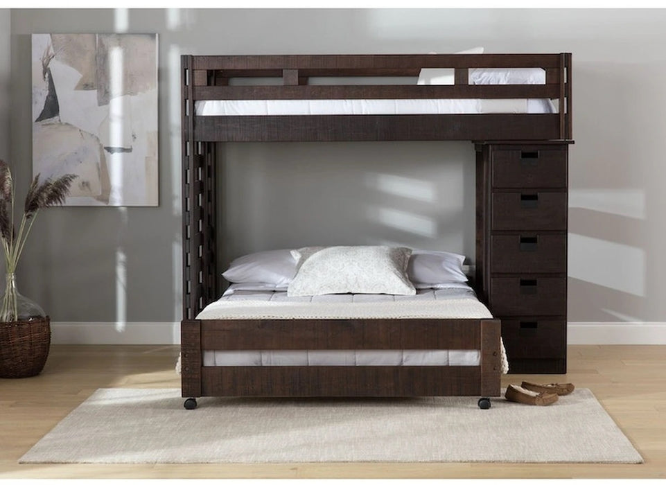Elements International Cali Kids Twin Loft Bookcase Bed in Brown - Faith Furniture (Manhattan, KS)