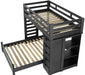 Elements International Cali Kids Twin Loft Bookcase Bed in Sleek Gray - Faith Furniture (Manhattan, KS)