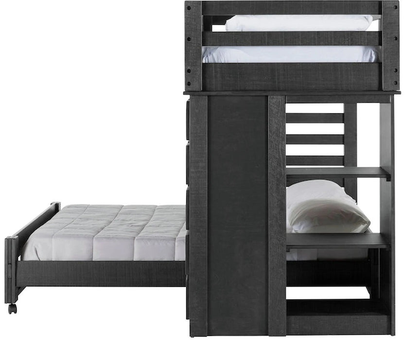 Elements International Cali Kids Twin Loft Bookcase Bed in Sleek Gray - Faith Furniture (Manhattan, KS)