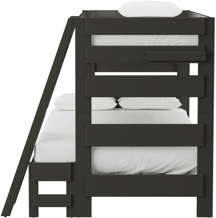 Elements International Cali Kids Twin over Full Bunk Bed with Ladder in Sleek Gray - Faith Furniture (Manhattan, KS)