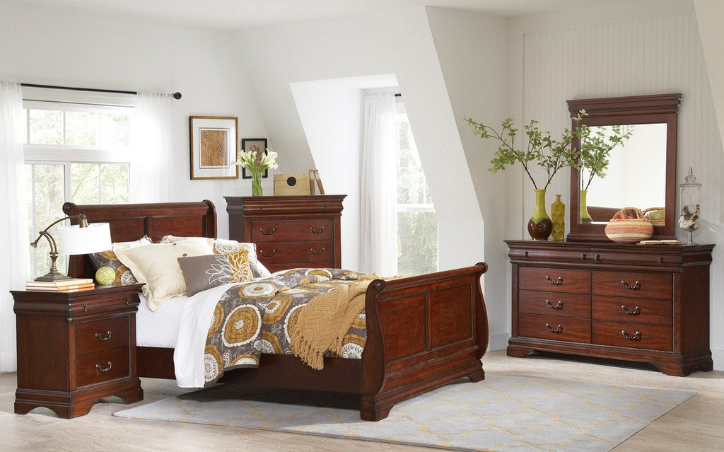Elements International Chateau Full Sleigh Bed in Cherry LCT600FB - Faith Furniture (Manhattan, KS)