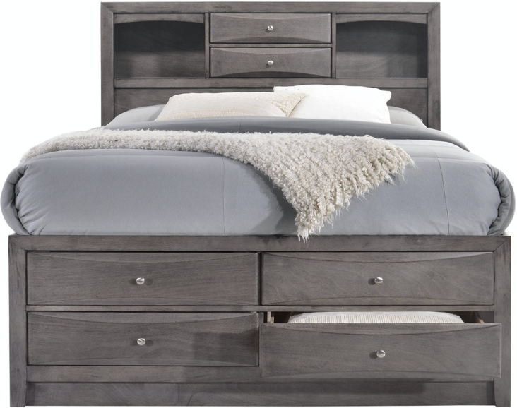 Elements International Emily Grey Queen Storage Bed in Gray - Faith Furniture (Manhattan, KS)