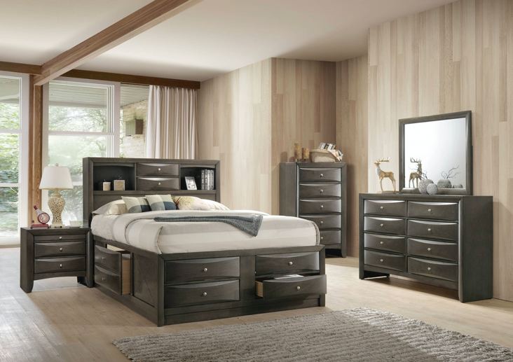 Elements International Emily Grey Queen Storage Bed in Gray - Faith Furniture (Manhattan, KS)