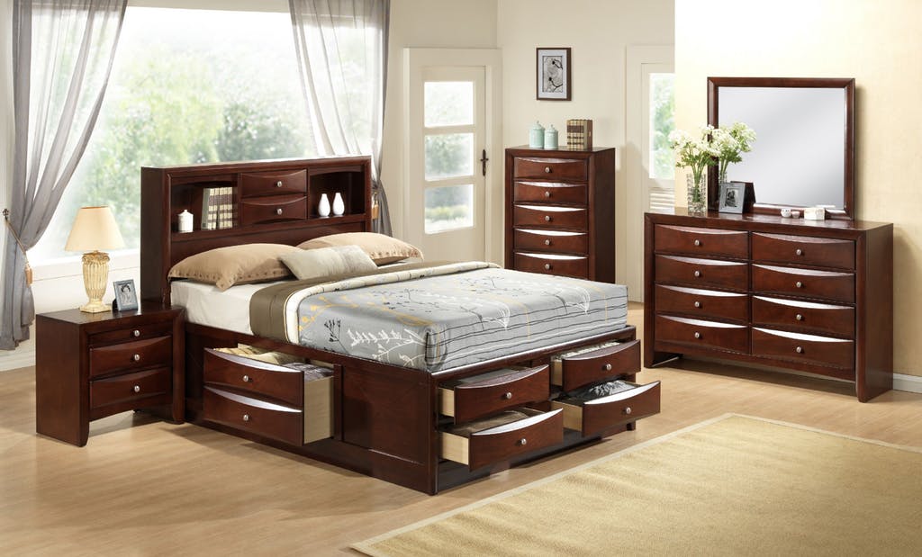 Elements International Emily King Storage Bed in Espresso Lacquer - Faith Furniture (Manhattan, KS)