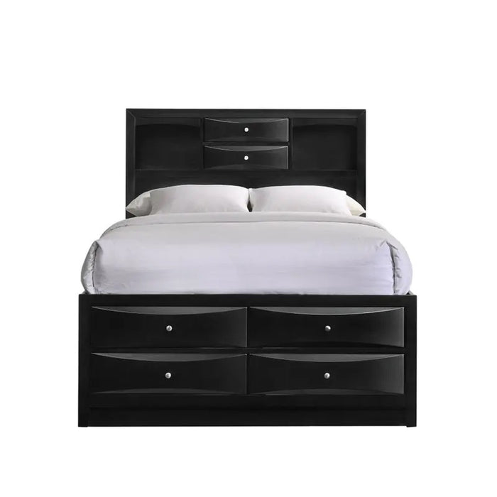 Elements International Emily Queen Storage Bed in Black - Faith Furniture (Manhattan, KS)