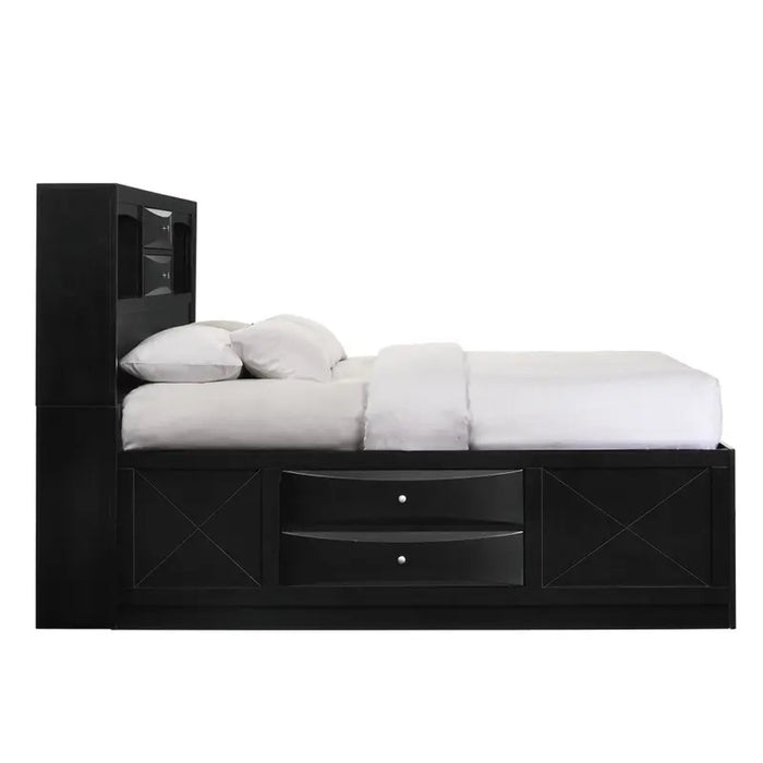 Elements International Emily Queen Storage Bed in Black - Faith Furniture (Manhattan, KS)