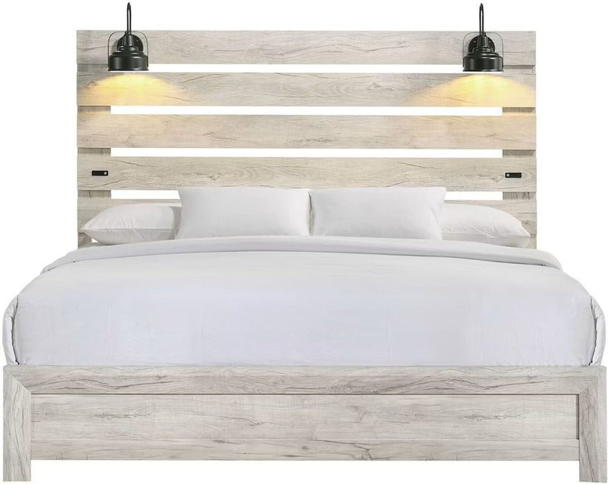 Elements International Fort Worth Queen Panel Bed in White - Faith Furniture (Manhattan, KS)