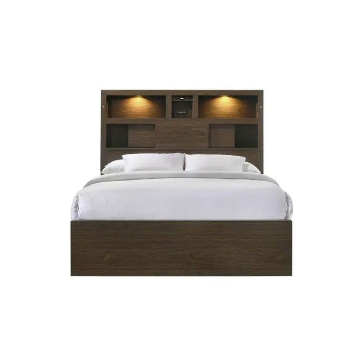 Elements International Hendricks Queen Music Bed in Brown Grey - Faith Furniture (Manhattan, KS)