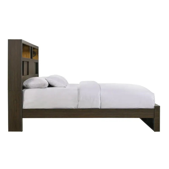 Elements International Hendricks Queen Music Bed in Brown Grey - Faith Furniture (Manhattan, KS)