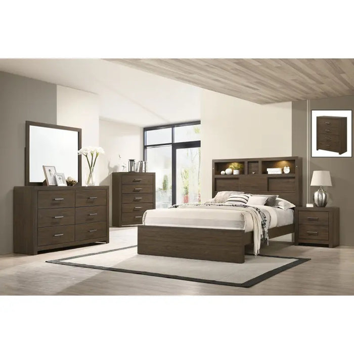 Elements International Hendricks Queen Music Bed in Brown Grey - Faith Furniture (Manhattan, KS)