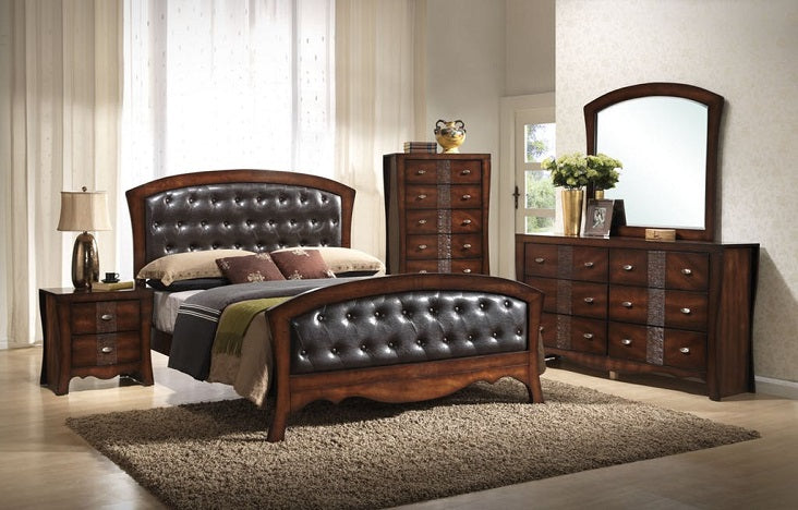 Elements International Jenny King Bed in Medium Espresso Lacquer - Faith Furniture (Manhattan, KS)