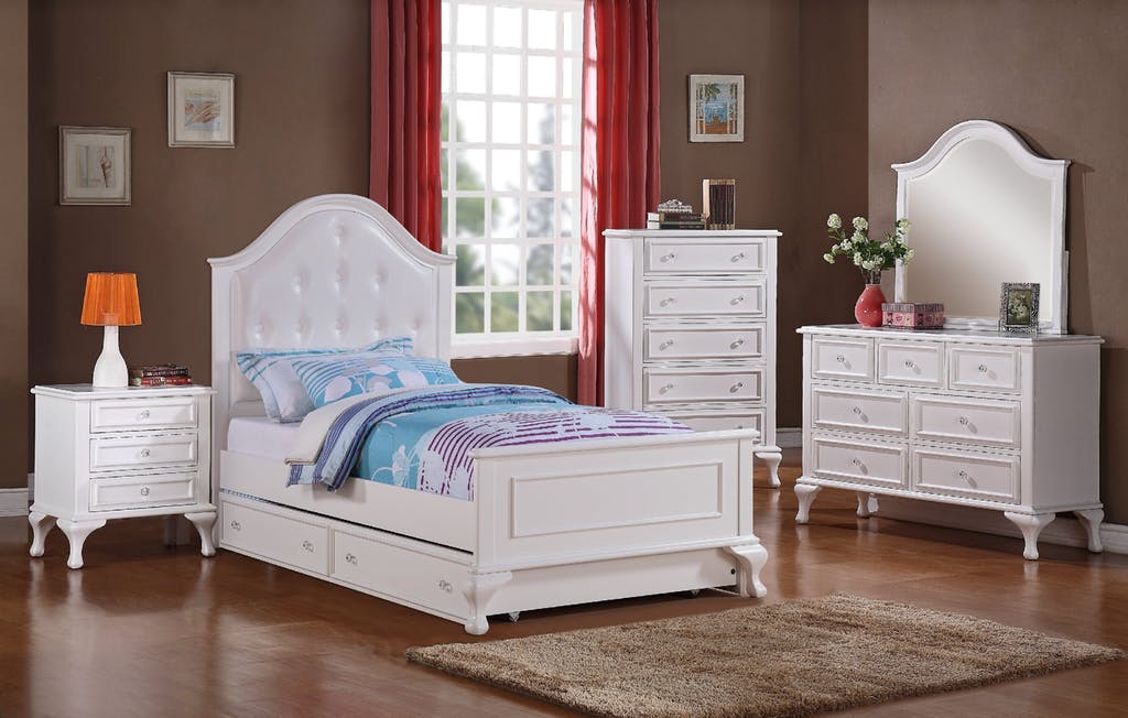 Elements International Jesse Twin Trundle Bed in White - Faith Furniture (Manhattan, KS)