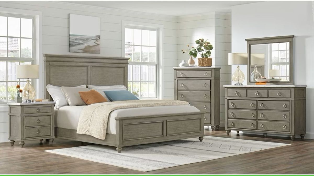 Elements International Kendari Queen Panel Bed in Grey - Faith Furniture (Manhattan, KS)