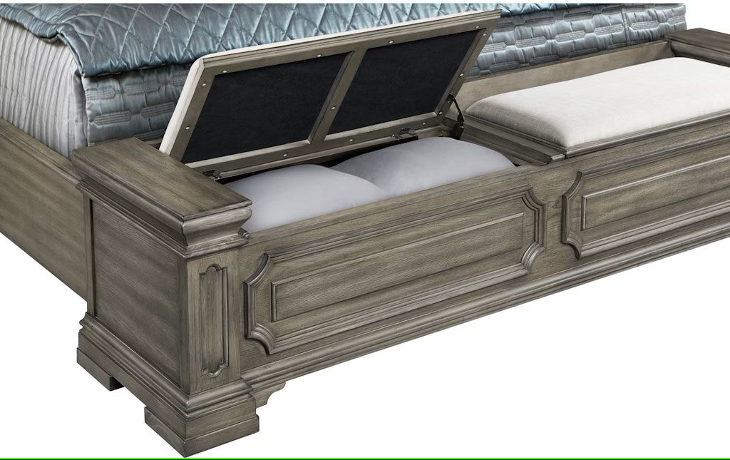 Elements International Kings Court Queen Storage Bed in Grey - Faith Furniture (Manhattan, KS)