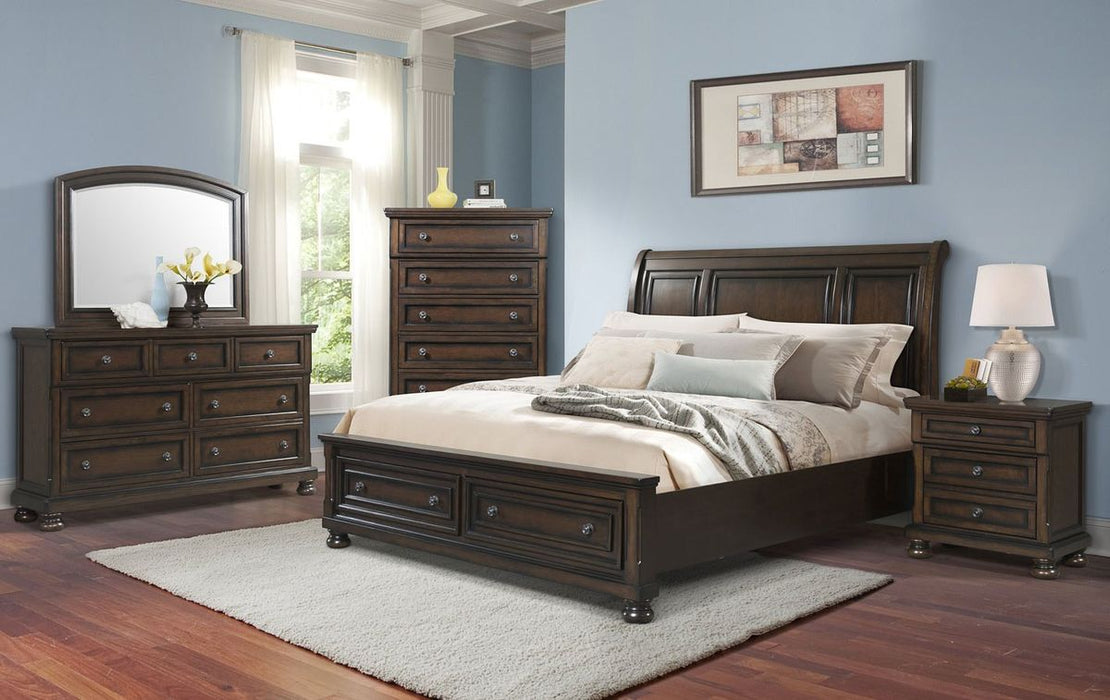 Elements International Kingston Queen Bed with Storage Footboard in Walnut - Faith Furniture (Manhattan, KS)