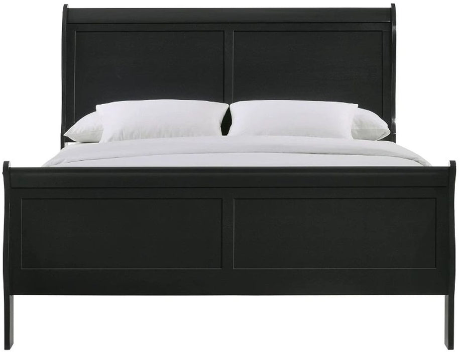 Elements International Louis Philippe Queen Panel Bed in Black - Faith Furniture (Manhattan, KS)