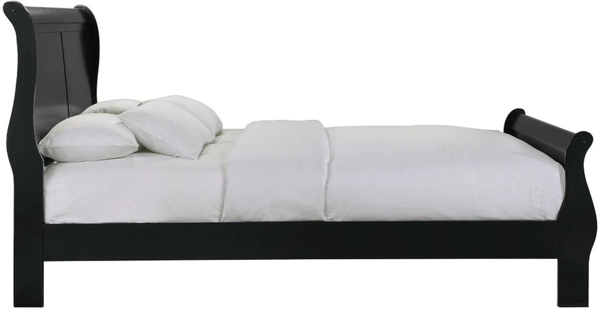 Elements International Louis Philippe Queen Panel Bed in Black - Faith Furniture (Manhattan, KS)