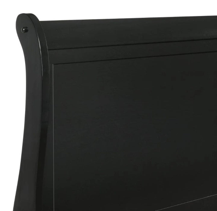 Elements International Louis Philippe Queen Panel Bed in Black - Faith Furniture (Manhattan, KS)