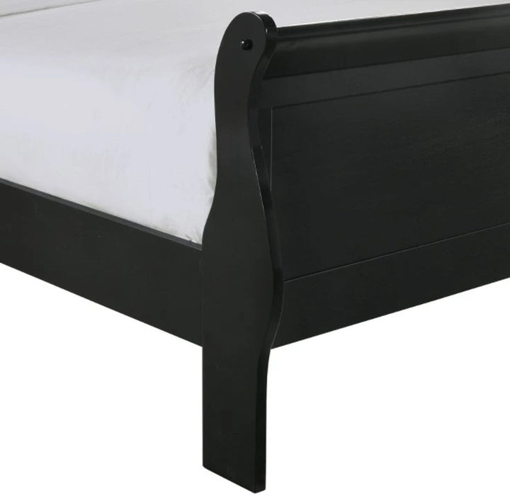 Elements International Louis Philippe Queen Panel Bed in Black - Faith Furniture (Manhattan, KS)