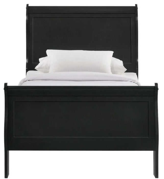Elements International Louis Philippe Twin Panel Bed in Black - Faith Furniture (Manhattan, KS)